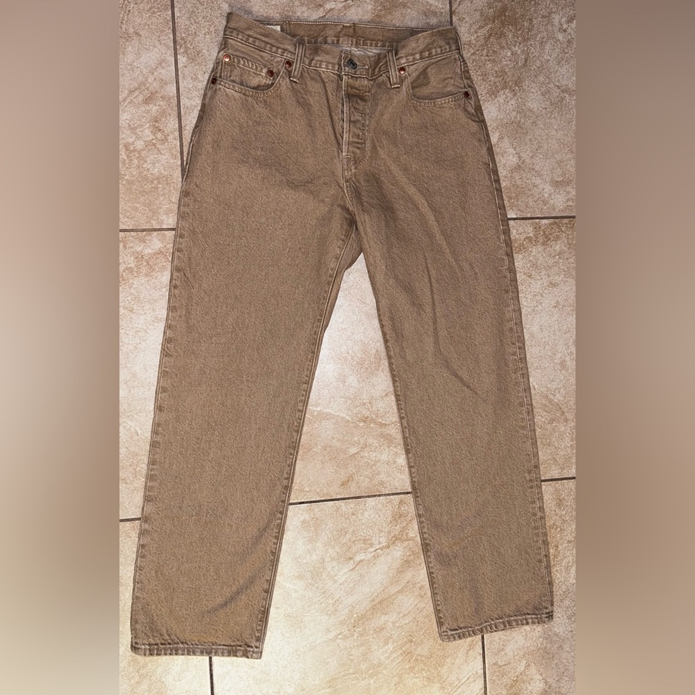 Levi’s 501 Beige Khaki Brown Jeans Button Fly 32x30 See Description